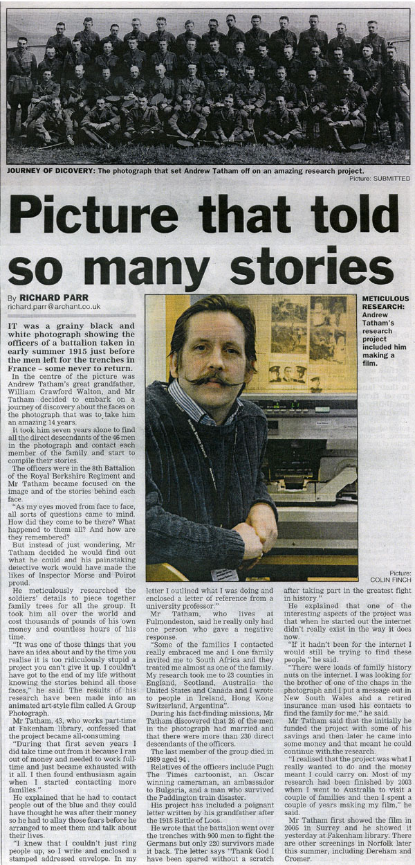 Article in Fakenham & Wells Times